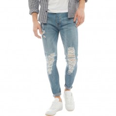 Brave Soul Ripped Skinny Mid Blue Wash