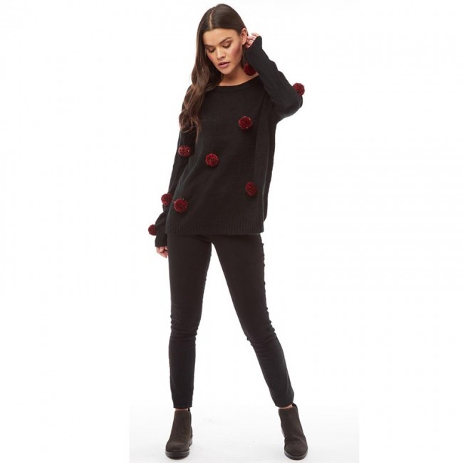 Brave Soul Tinsel Pom Pom Black