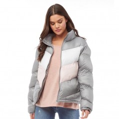 Brave Soul Sinead Contrast Chevron Panels Grey/White/Pink
