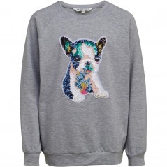 Brave Soul Junior Sequin French Bulldog Grey