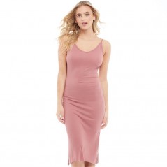 Brave Soul Rib V-Midi And Low Back Ash Rose