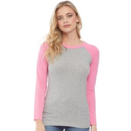 Brave Soul Helen Raglan Grey Marl/Pink