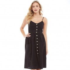 Brave Soul Leah Strappy Button Detail Black