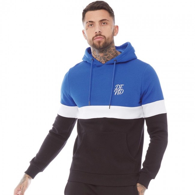 DFND London Tricolour Hoodie Cobalt/White/Black