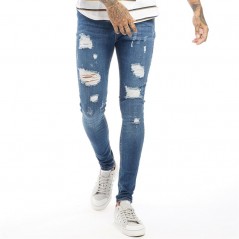 DFND London Rip &amp; Repair Skinny Midwash