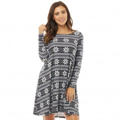 Fluid Long Sleeved AOP Swing Black/White