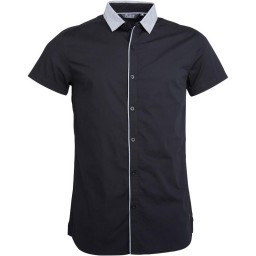 Fluid Plain Short Sleeved Contrast Black