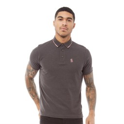 Fluid Pique Polo Charcoal Marl/Pink