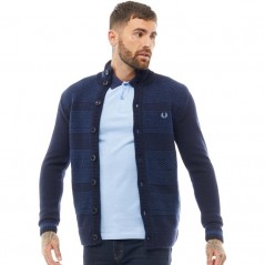 Fred Perry Patchwork Texture Button Navy