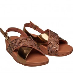 FitFlop Lulu Leopard Crystal Sandal Slide Bronze