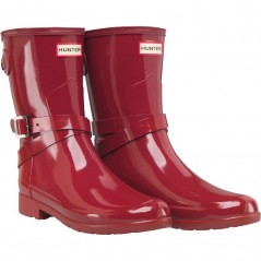 Hunter Original Refined Adjustable Strap Short Gloss Scarlett