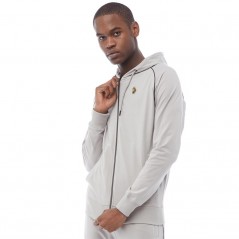 LUKE 1977 Stag Run Hoodie Grey Navy Piping