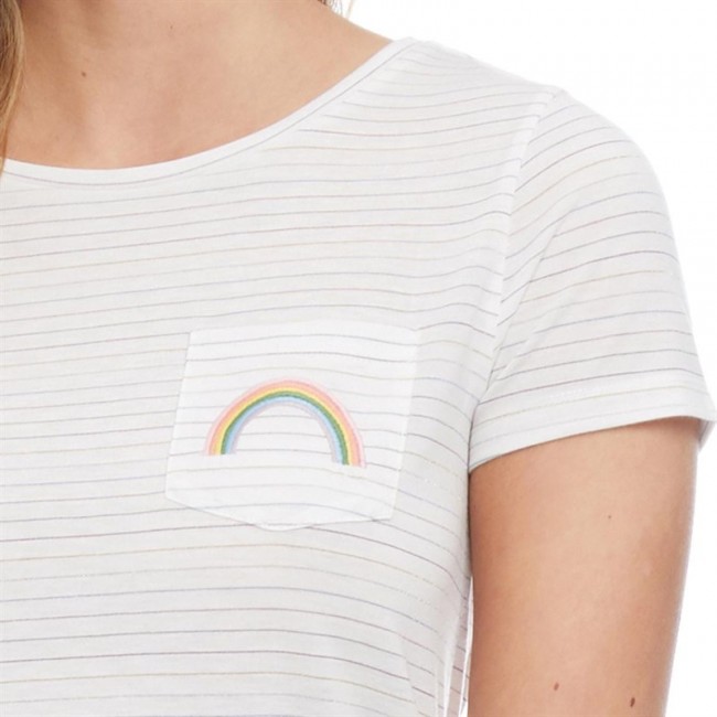 Nocozo Lurex Striped Rainbow Pocket T-White/Rainbow Multi