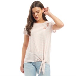Nocozo Striped Rose Gold Foil Star Side Tie T-Pink/White