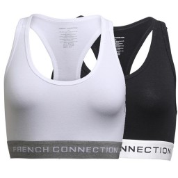 French Connection Crop Black/Silver/White/Silver