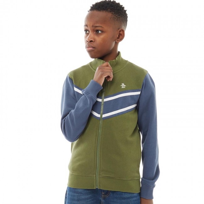 Original Penguin Junior Colour Block SweatBronze Green