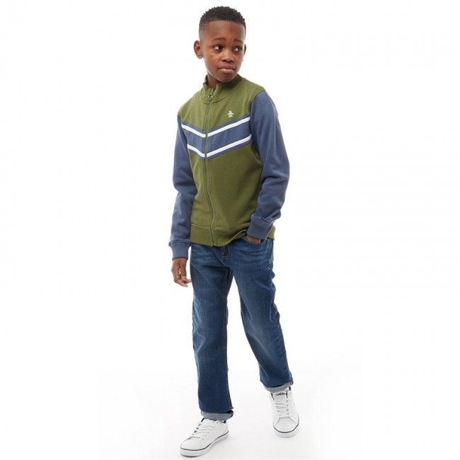 Original Penguin Junior Colour Block SweatBronze Green