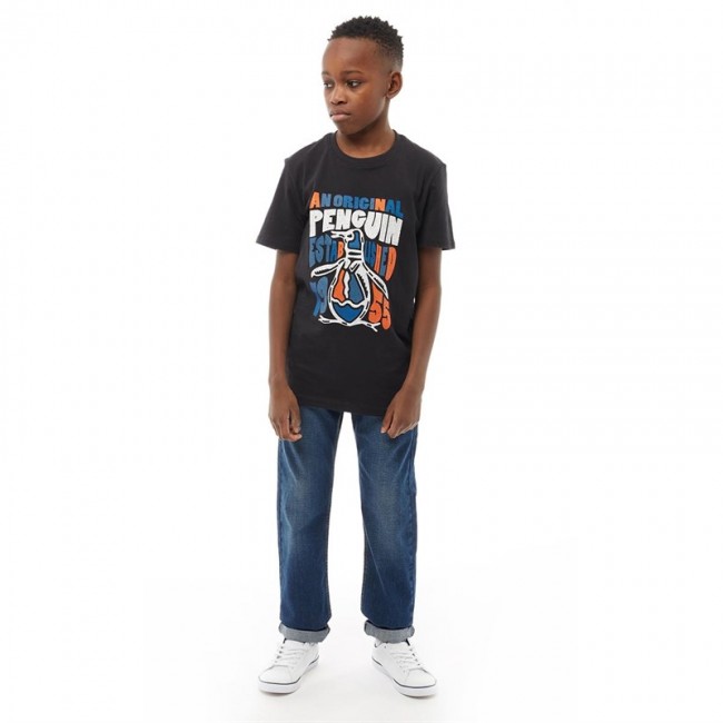 Original Penguin Junior Printed T-Black