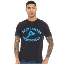 Fred &amp; Boston Applique T-Black/Blue