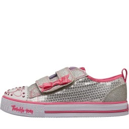 SKECHERS Twinkle Toes Shuffles Itsy Bitsy Sequin Low Silver