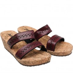 Animal Saffi Cork Wedge Mules Bordeaux Red