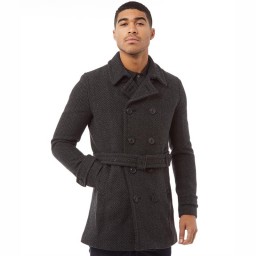 Superdry Director Melton Charcoal Herringbone